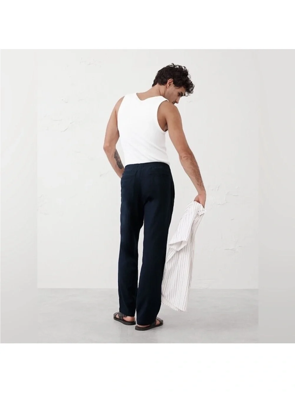 NWT! Banana Republic Navy Linen-Blend Pull-On Pant  - Size Medium 🩷